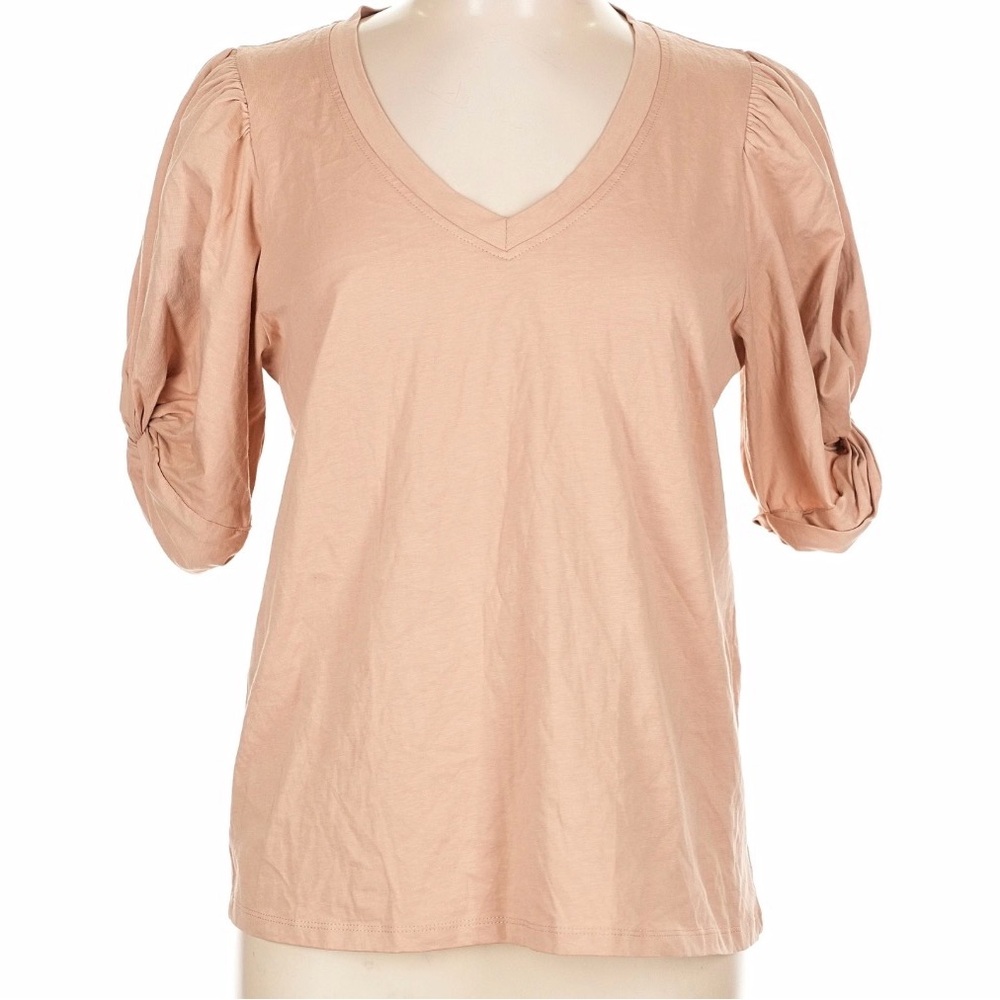 7 For All Mankind V-Neck Puff Sleeve Top